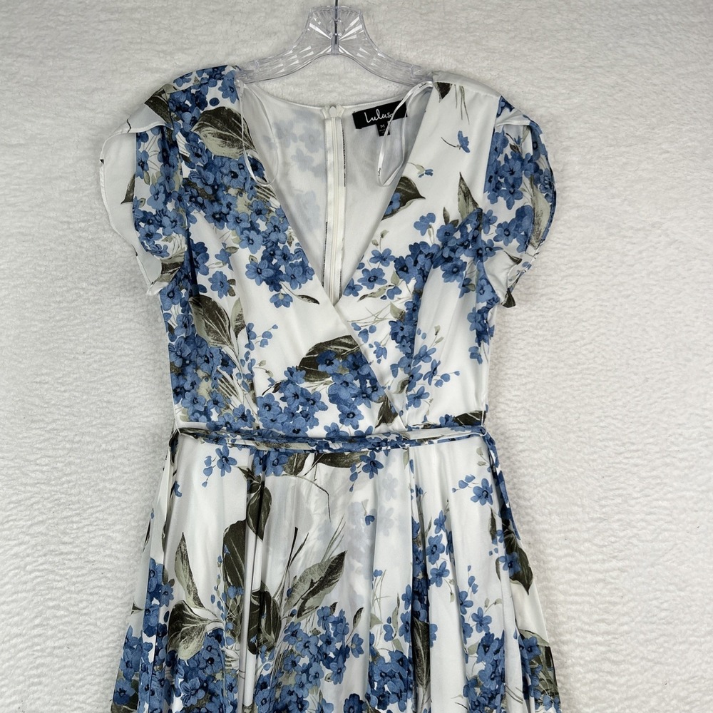 Lulus French Countryside White Floral Print High-Low Dress USA Women's Medium